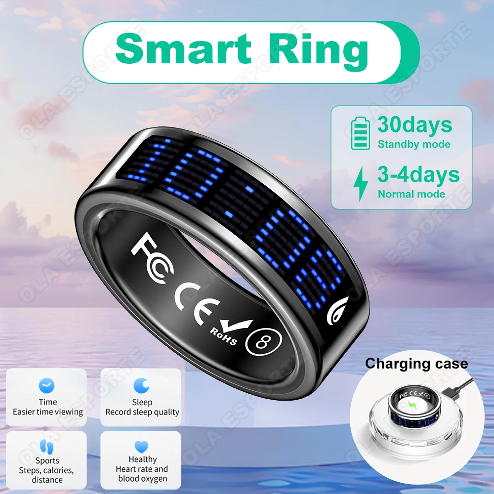 New Fashion Healthy Smart Ring 5ATM Waterproof Heart Rate/Sleep/Blood Oxygen Monitoring For Men Women Muslim Prayer Smart Rings image 3