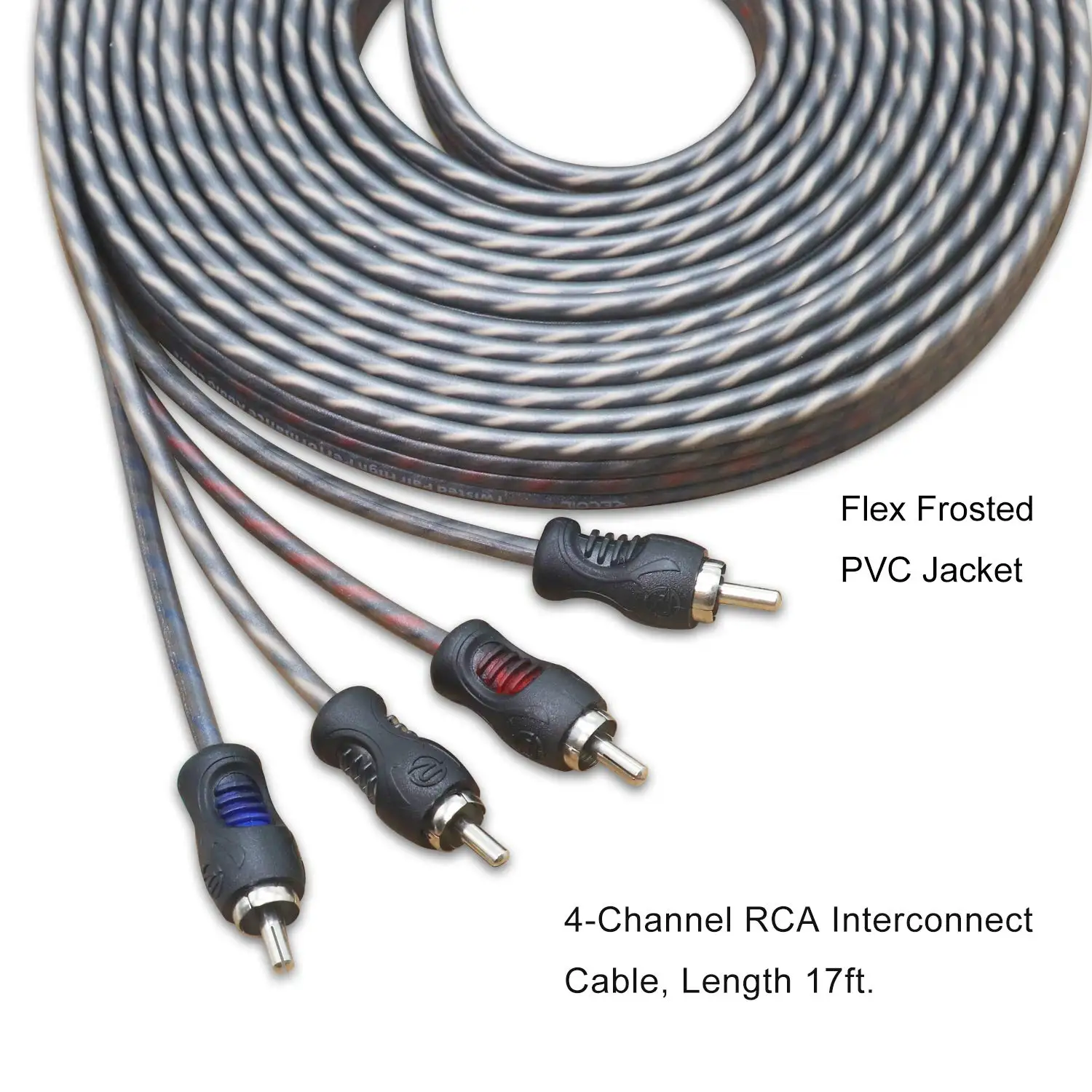 RCI417 100% خالي من الأكسجين نحاس 17 قدم 4 قنوات RCA كابل الصوت زوج ملتوي مع تقليل الضوضاء، مكبر الصوت