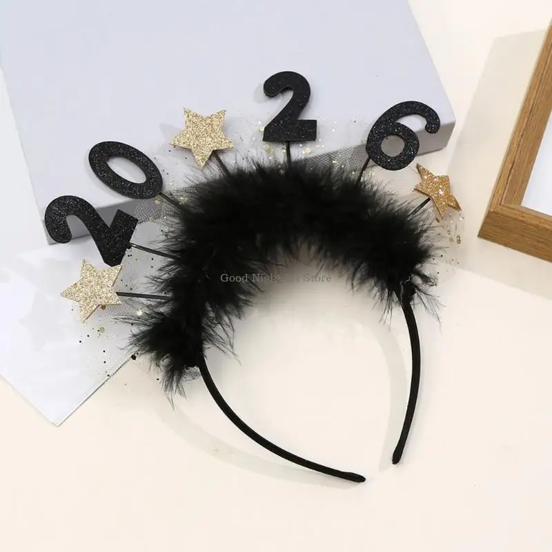 Scintillante accessorio per capelli per celebrazione del Capodanno 2026 Fasce per stelle per donne e uomini, eventi ballo