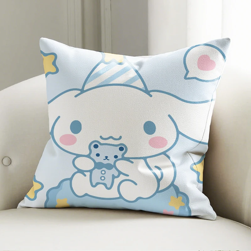 

Sanrio Cinnamoroll Pillow Case Light Blue Cute Cartoon Cushion Cover Soft Plush Sofa Bedroom Decor