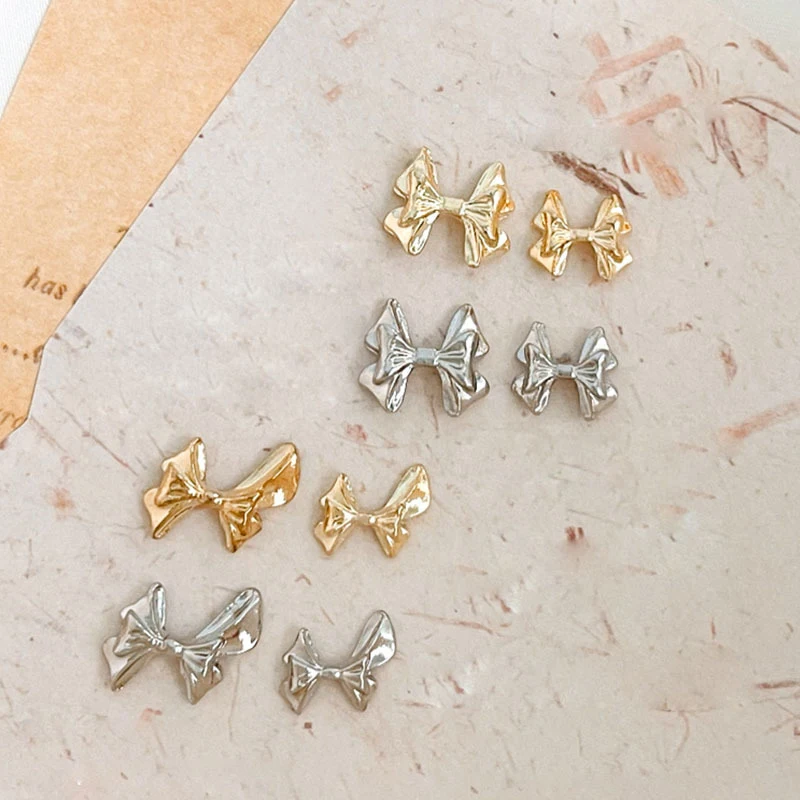 5pcs Luxury Kawaii Bow Nail Art Charms 3D Japanese Alloy Bow Tie Jewelry Nail Rhinestone Decoration DIY Accessories