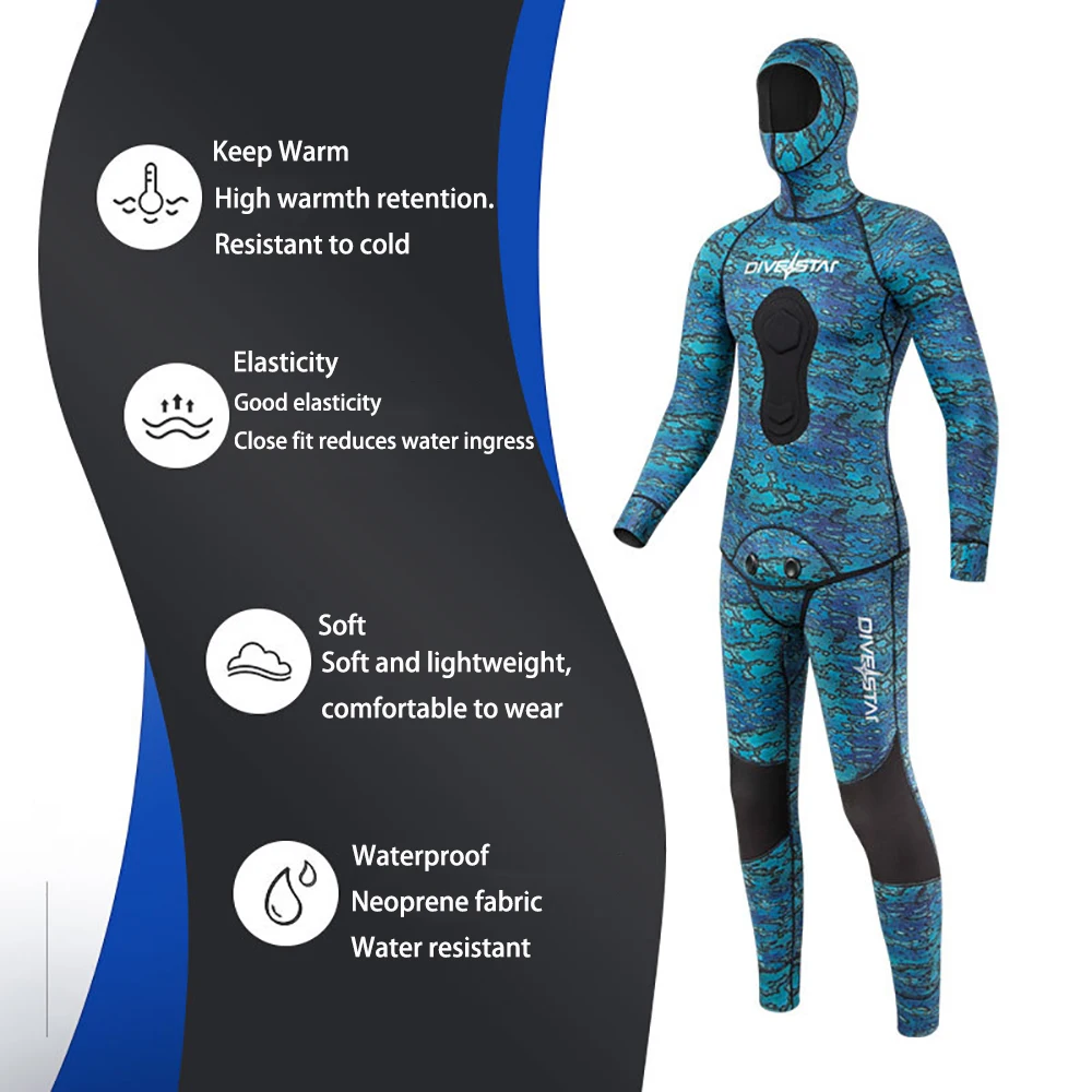 Neoprene Scuba Diving Wetsuit 3MM Winter Warm Men Women Hood Surfing Snorkeling Two Piece Set Spearfishing Hooded Diving Suit