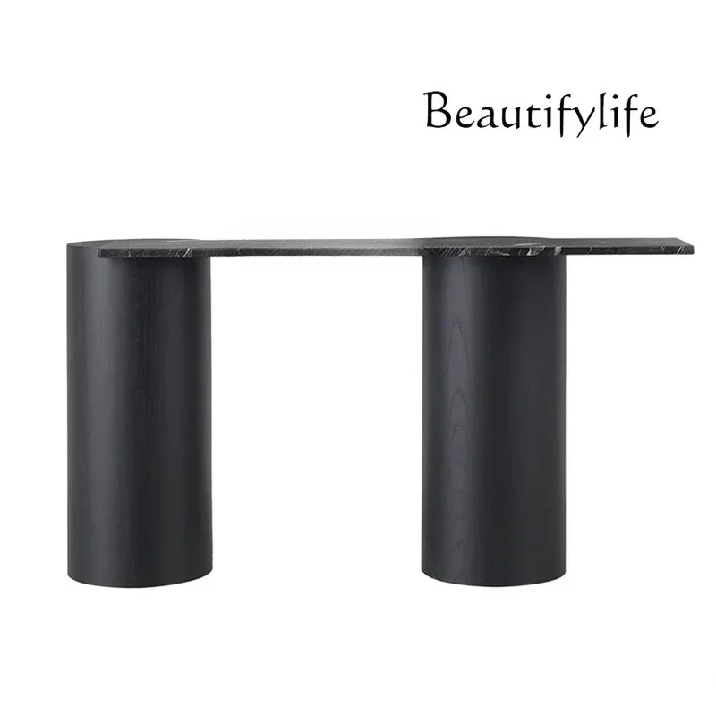 

4yj15 Medieval solid wood entrance table, household wall entrance table, creative marble decorative cabinet