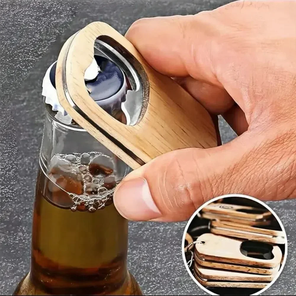 1PC Beers Bottle Opener Wooden Keychain for Wedding Car Logo Key Chain Vintage Personalize Wood Keyring - Image 2