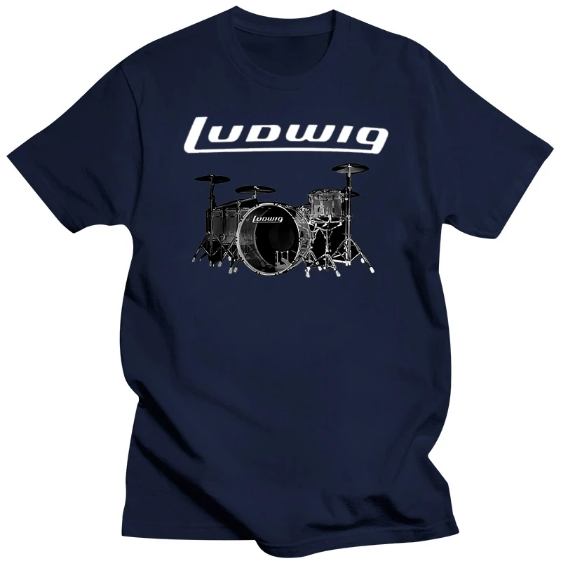 New Popular Ludwig Drumset Percussion Drum Cymbal Drum Men's Black T-Shirt