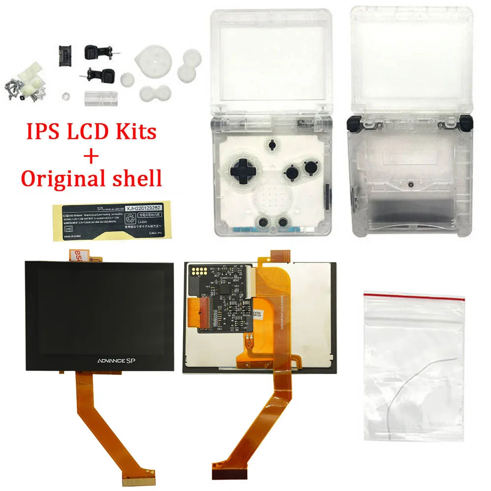 

New Clear Color & SFC Pre Cut Shell with V4 IPS Screen LCD Kits for GBA SP Shell Transparent For GBA SP IPS V4 Backlight Screen