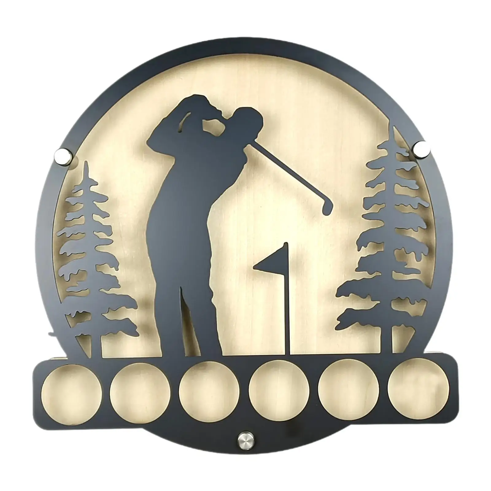 Golf Playing Silhouette Ball Display Rack Wall Mount Trendy Craft Creative Ornament Sturdy Iron Art Golfer Gift Storage Rack