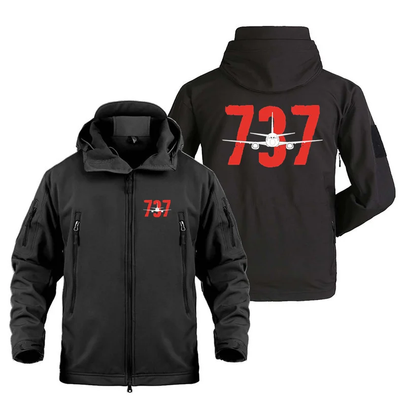 Men Flight Aviation Boeing 737 Design Pilots Outdoor Military Fleece Warm Shark Skin SoftShell Jackets Coats