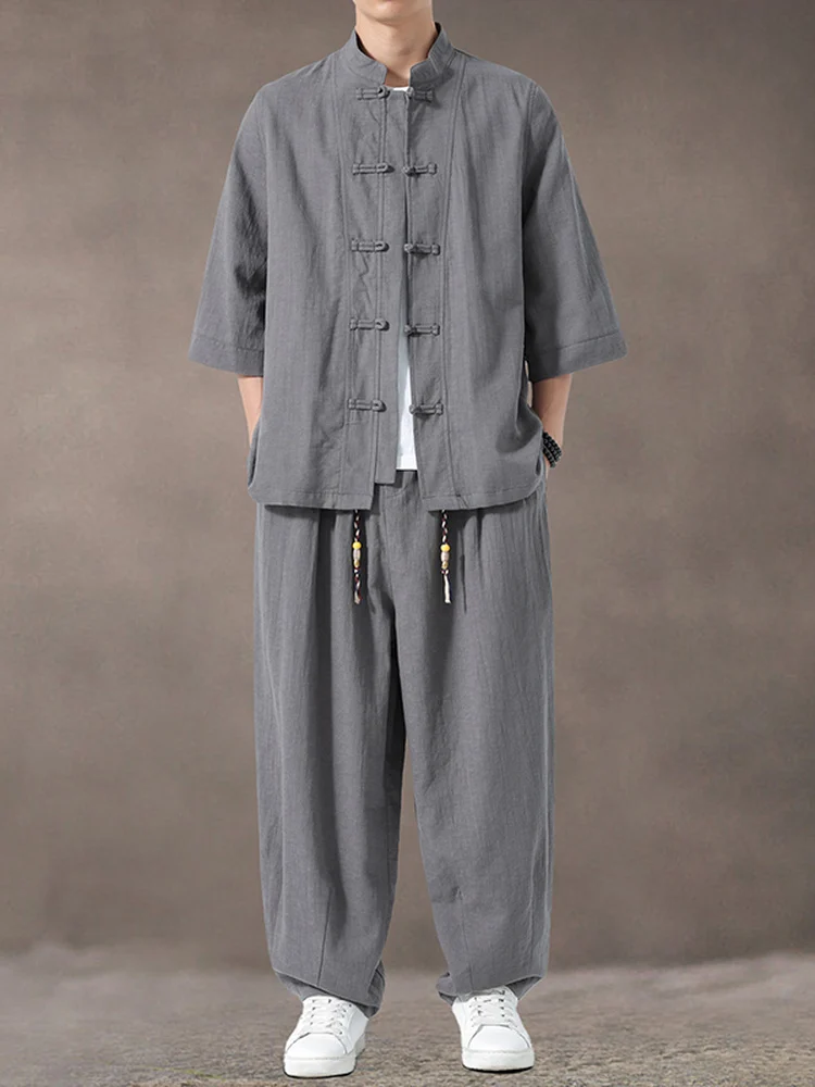 nouvel-ensemble-deux-pieces-pour-homme-style-chinois-chemise-a-manches-courtes-et-pantalon-en-lin-decore-de-boutons-en-coton-et-lin-tenue-decontractee-couleur-unie