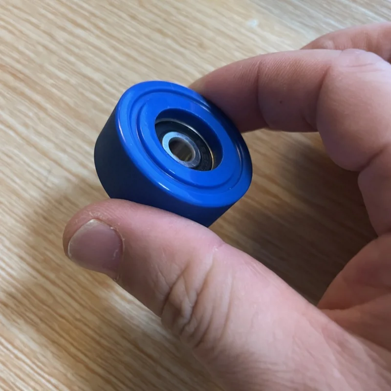1Pc M8 coated rubber bearing pulley, polyurethane PU soft rubber mechanical automation bearing guide wheel  8x35x15mm