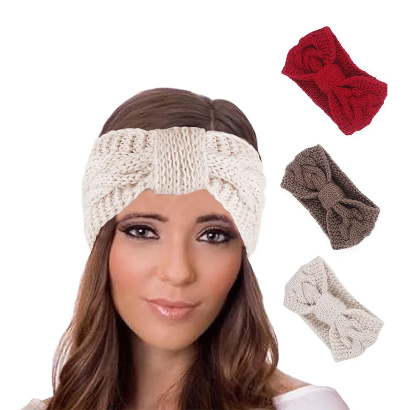 New Women Knitting Winter Warmer Headband Knotted Turban Ear Warmer Headbands Elastic Warm Sports Head Wrap Hair Accessories