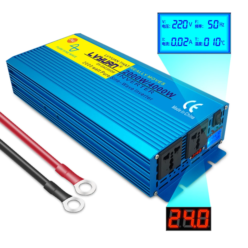 5kW Inverter DC12V/24V To AC110V 127V 220V Voltage Power Solar Transformer Pure Sine Wave 5000W Converter With LED Display