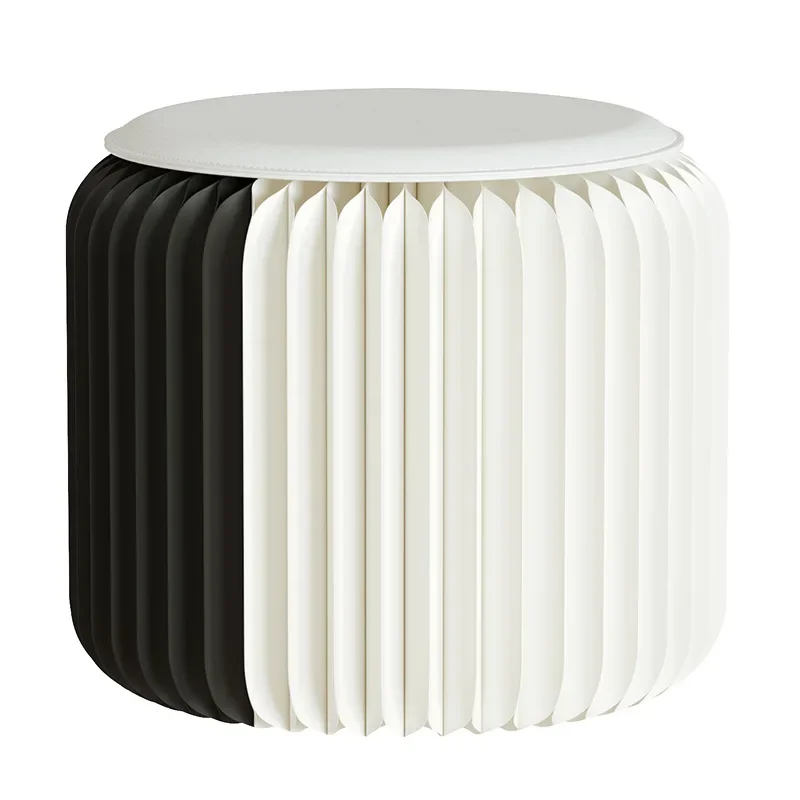 

Home folding portable shoe changing stool Internet celebrity light luxury high sense round low stool