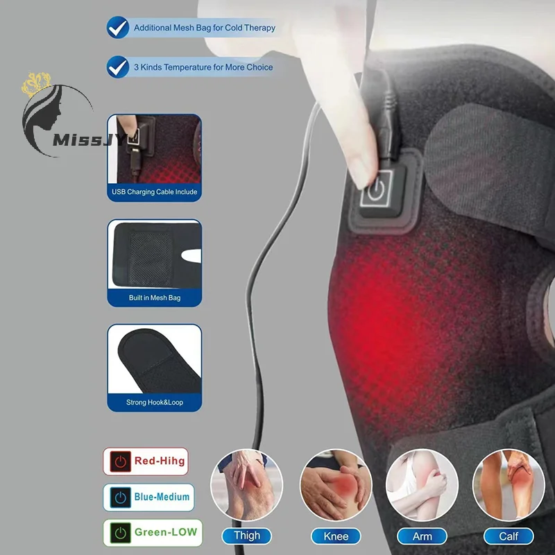 

Electric Leg Heating Knee Pad 5V USB/Type-C Charging Heated Knee Brace 3 Heat Levels Knee Heating Pad For Knee Joint Pain Relief