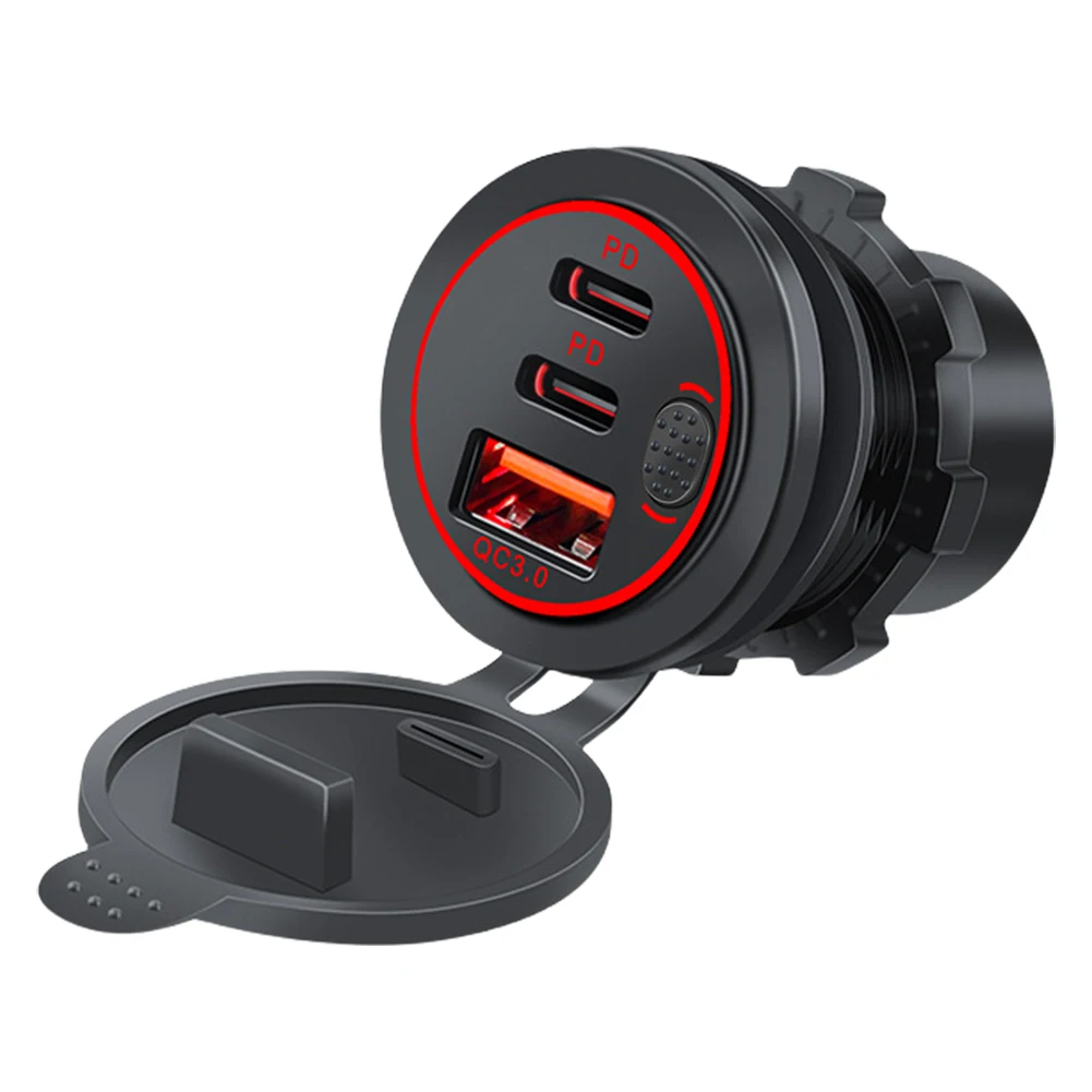Prise de chargeur de voiture 12V-24V, 3 Ports PD Type C QC 3.0, adaptateur de Charge rapide, prise USB étanche, chargeur de voiture pour voiture RV Marine