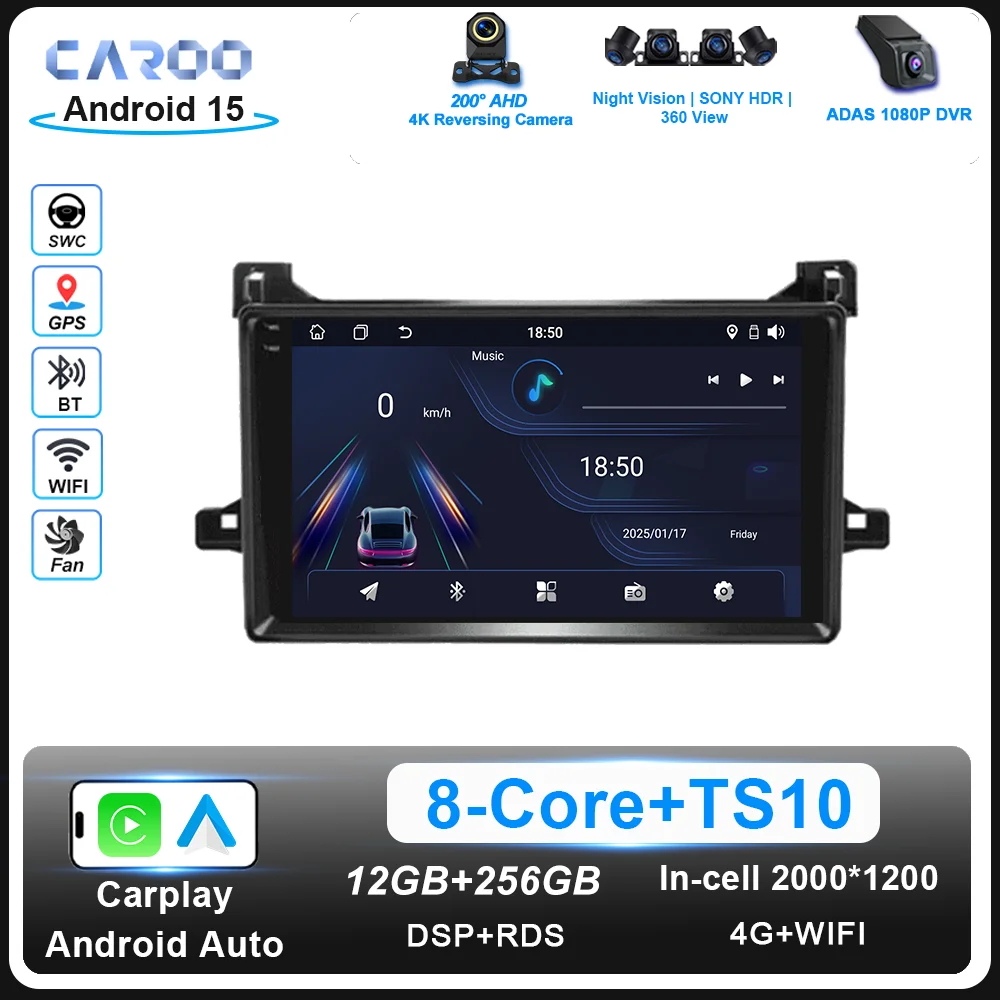

Android 15 Car For Toyota Prius XW50 2015 -2020 Auto Multimidia Video Player Touch Radio Screen NO 2din Radio Stereo Head Unit