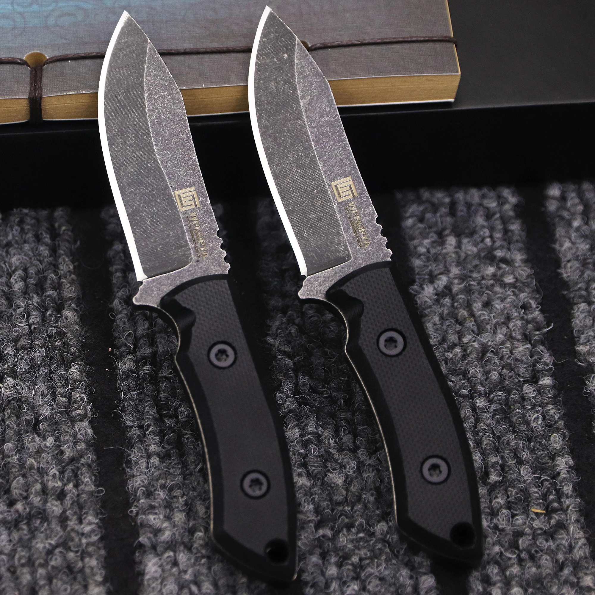 Cuchillo recto EDC multiusos de acero Tang 440c para exteriores, mango G10, cuchillo de caza de jungla + funda k, cuchillo de supervivencia