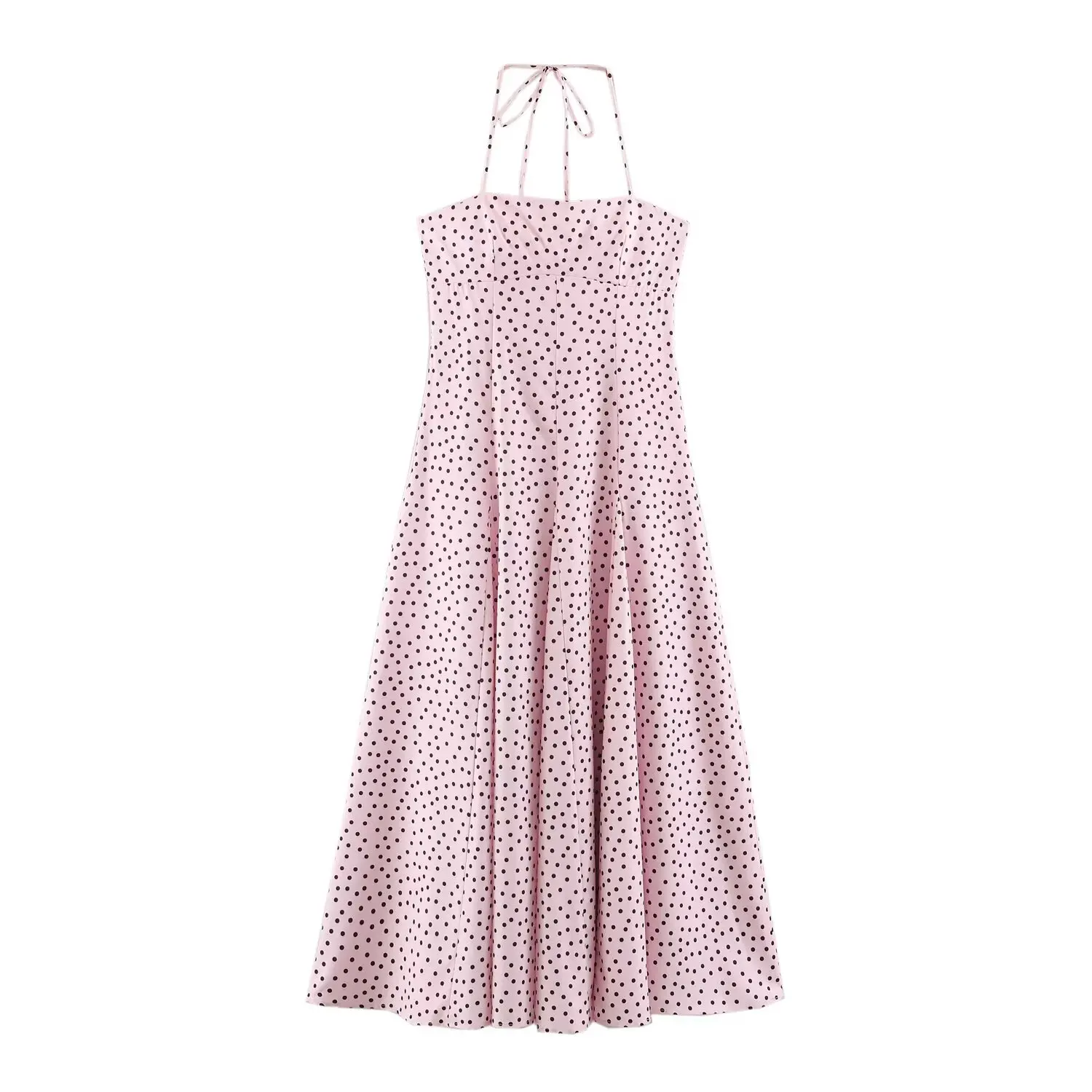KONDALA Damen Schickes Gepunktetes Schmales Neckholder-Kleid 2026 Sommer Trendiges High-Street Elegantes Kleid Weibliches Urlaubs-Party Langes Kleid – Detail 2