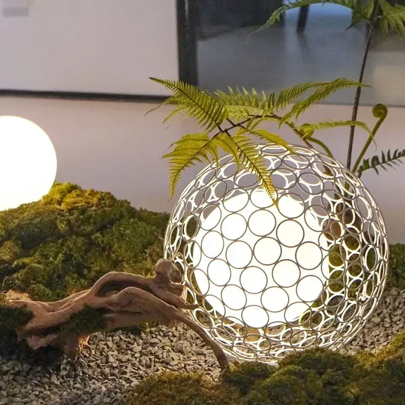 Luminous hollow ball lamp floor lamp outdoor dandelion lamp courtyard park square lawn