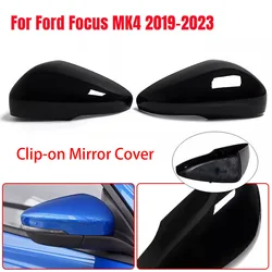 LHD For Ford Focus MK4 2019-2023 Rearview Side Mirror Cover Wing Cap Replacement Exterior Door Rear View Case Trim Carbon Fiber