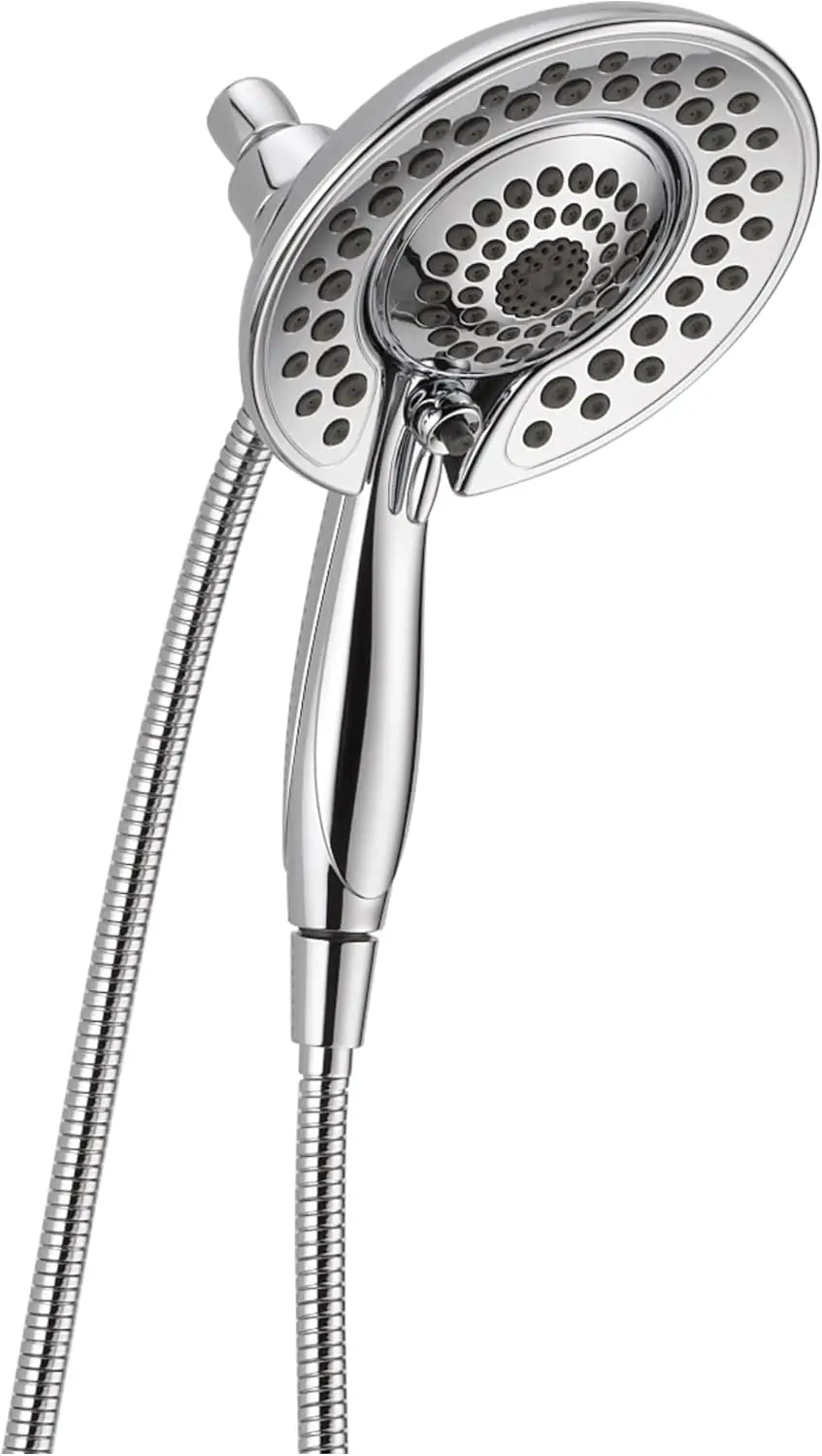 Faucet 5-Spray In2Ition 2-In-1 Dual Shower Head With Handheld Spray, Chrome Hand Held Shower Head With Hose, Handheld