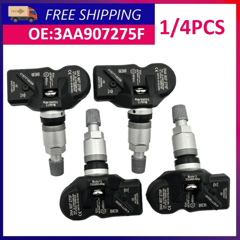 

1/4 шт. 3AA907275F Датчик TPMS (система контроля давления в шинах) для Volkswagen CC 2012-2017, Tiguan 2012-2018, 433 МГц