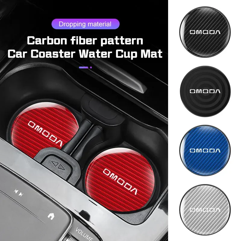 Car Cup Holder Coaster Car Interior Anti-slip Cup Mat Car Anti-scratch Water Cup Pad Carbon Fiber For Chery Omoda 5 C5 9 C9 7 E5