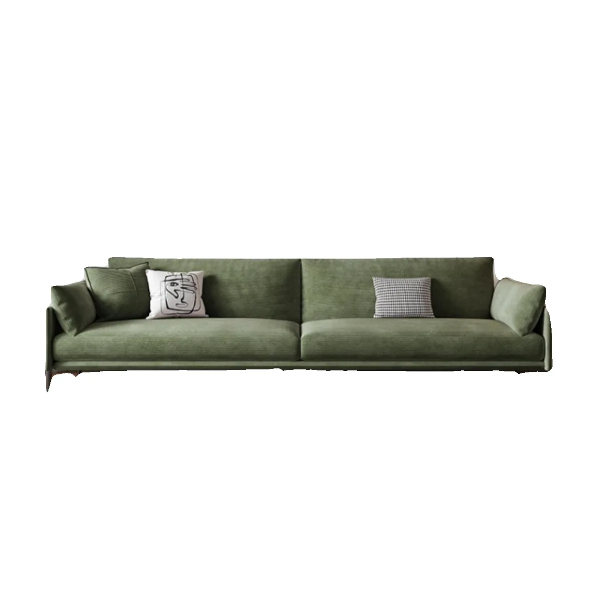 

Sofa living room small apartment Italian light luxury flannel modern simple fabric latex sofa green