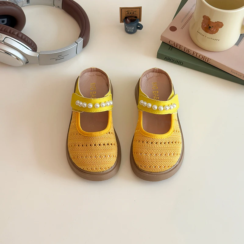 Summer New Girls Fabric Slippers Flat Hollow Sandals Trend Fashion Sports Beach Shoes Casual Soft Comfortable Children Slippers