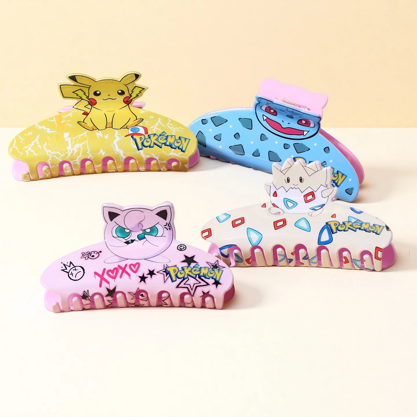 1PC/4PCS 「ポケモン」漫画キャラクターヘアクリップ、多機能ヘアアクセサリーヘアクロー