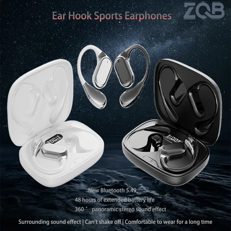 ZQB Q11 Ear Hook Sports Earphones HiFi Stereo Noise Reduction Earbuds HD Type C Hook Wireless Bluetooth Headset With Microphone