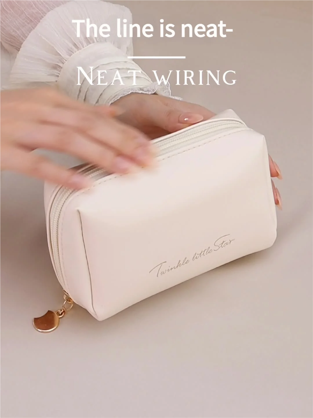 Portable High-End Makeup PU  Cosmetic Pouch, Travel Toiletry Organizer with Multi-Layer Design, Lipstick & Skincare Storage