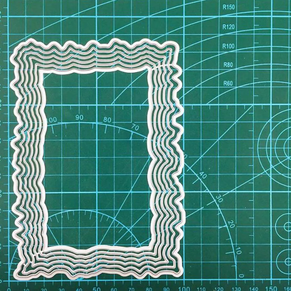 Rectangular wavy frame Metal Cutting Dies Scrapbook Photo Album Paper Craft Card Making Embossed Template Punch Stencil
