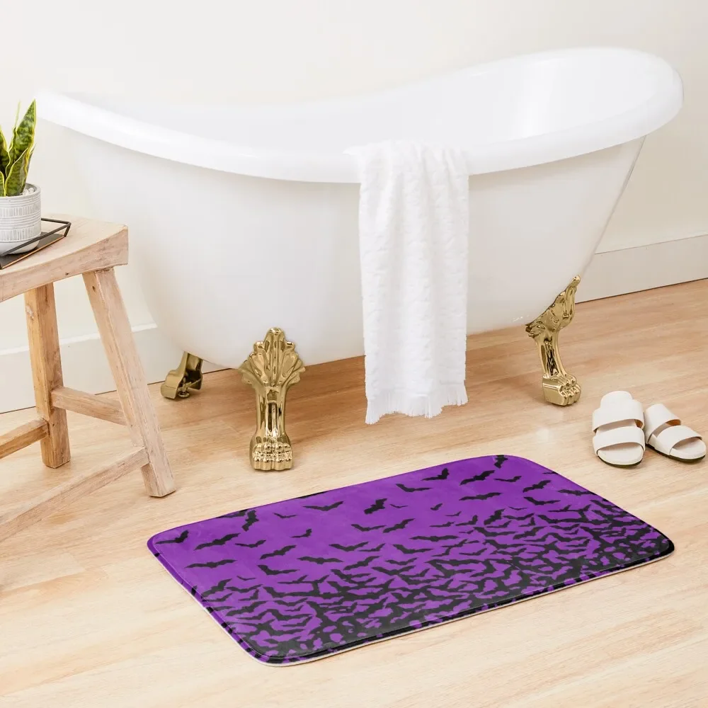 

Purple Bats Bath Mat Water Absorbent Absorbent Rug Bathroom Shower Curtain Mat