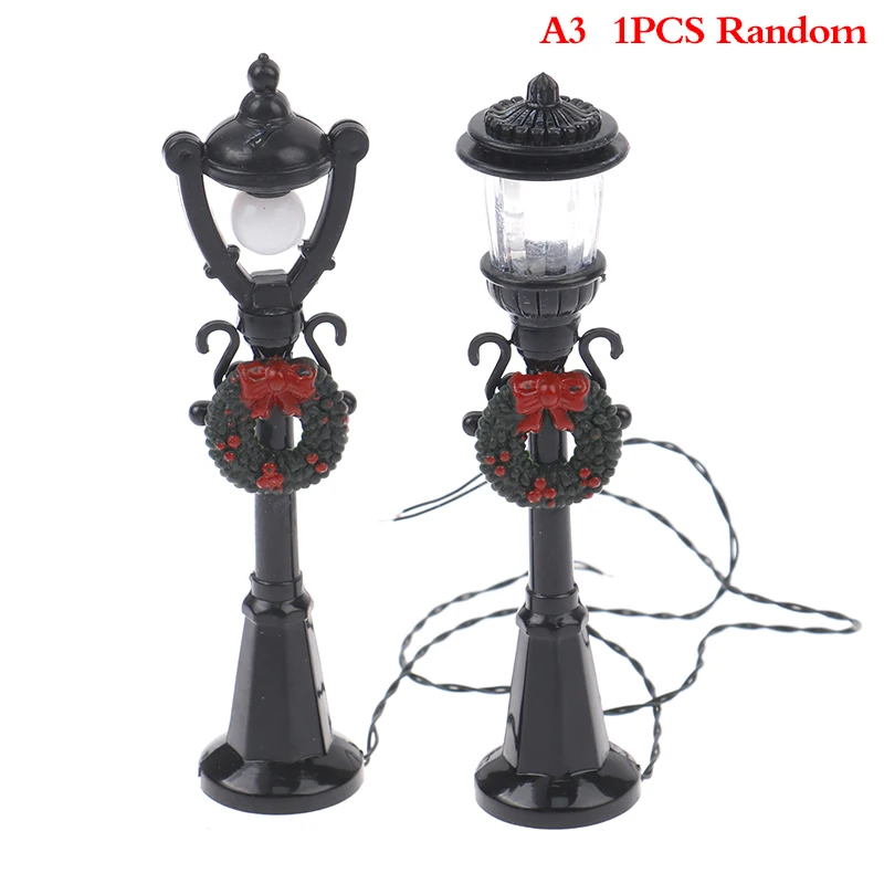 

1Pc 1/12 Dollhouse Miniature Christmas Park Street Lamp Streetlight Decor Toy Mini Model Outdoor Scene Black Christmas Lights