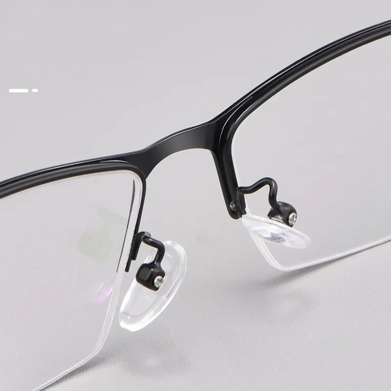 إطار نظارات OLLYMURS خفيف للغاية ومريح من خليط معدني كلاسيكي للأعمال المربعة وصفة طبية بصرية للرجال بنصف إطار نظارات 89033