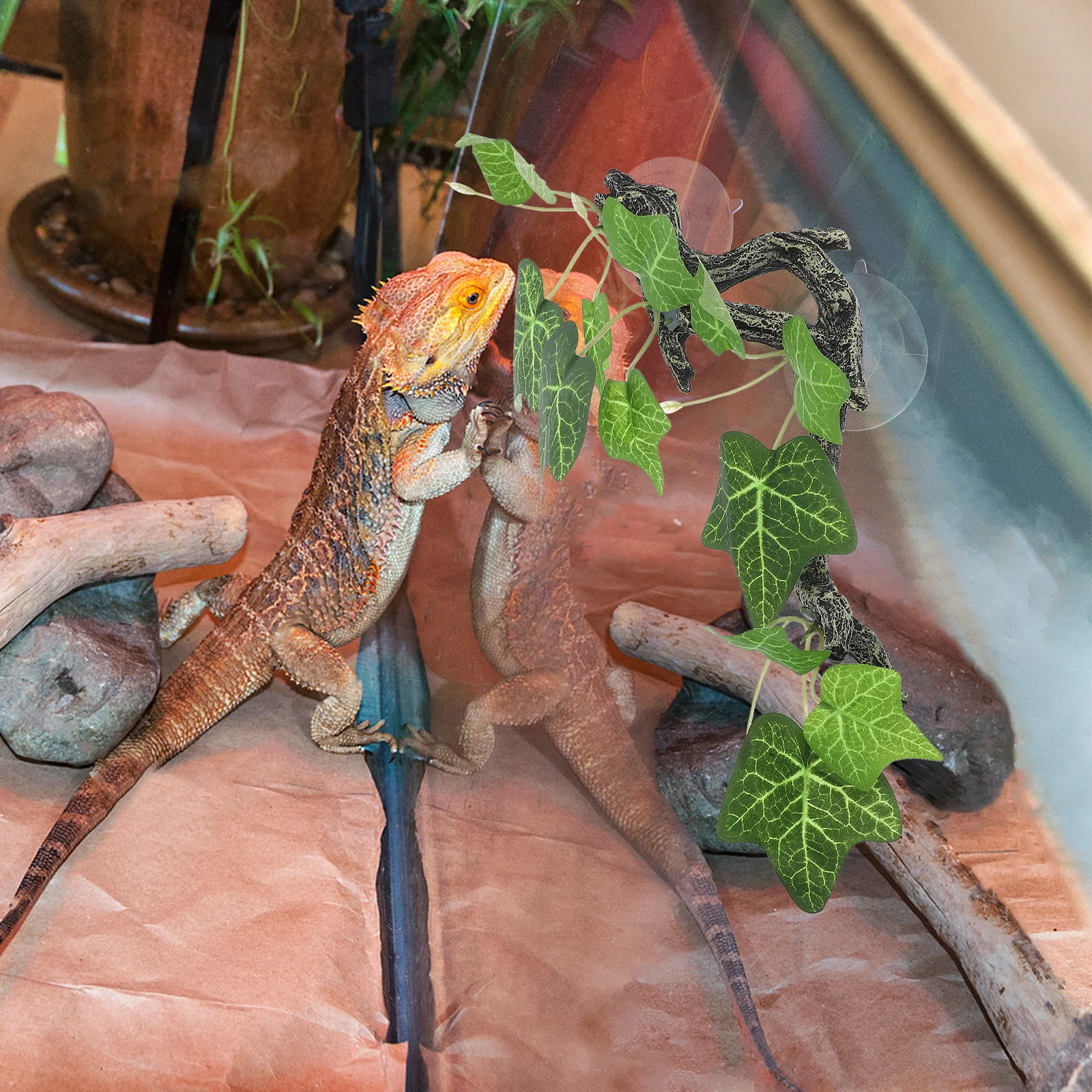 

Resin Terrarium Decor Realistic Plant Modeling for Reptiles Amphibians Maintenance Free Climbing Resting Spot Terrarium Decor