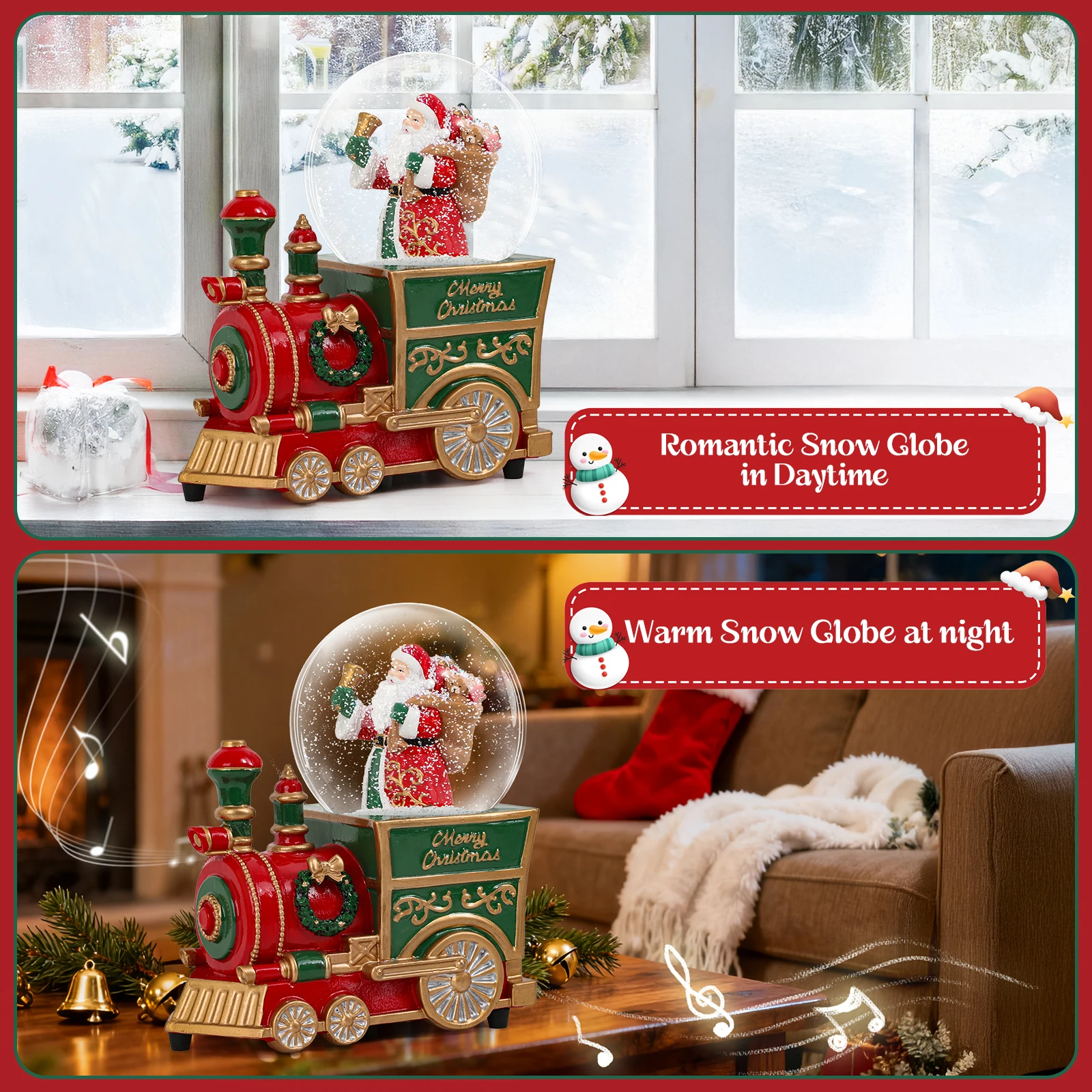 

Unique Christmas Train Snow Globe with Santa Elevate Your Holiday Decor with This Musical Centerpiece, An Unforgettable Christm