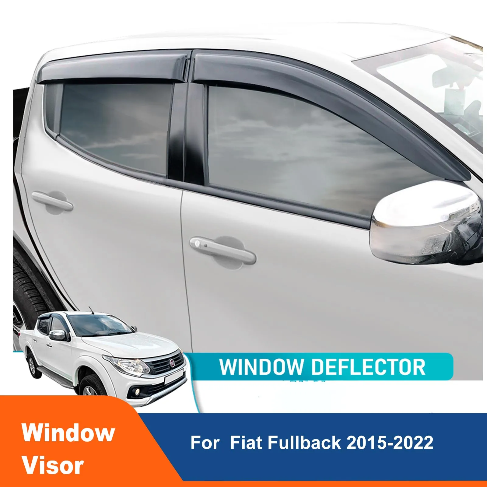 4PCS Sun Rain Guard Wind Deflector Window Visor For Fiat Fullback 2015-2022 Weathershields Double Cabin Accessories