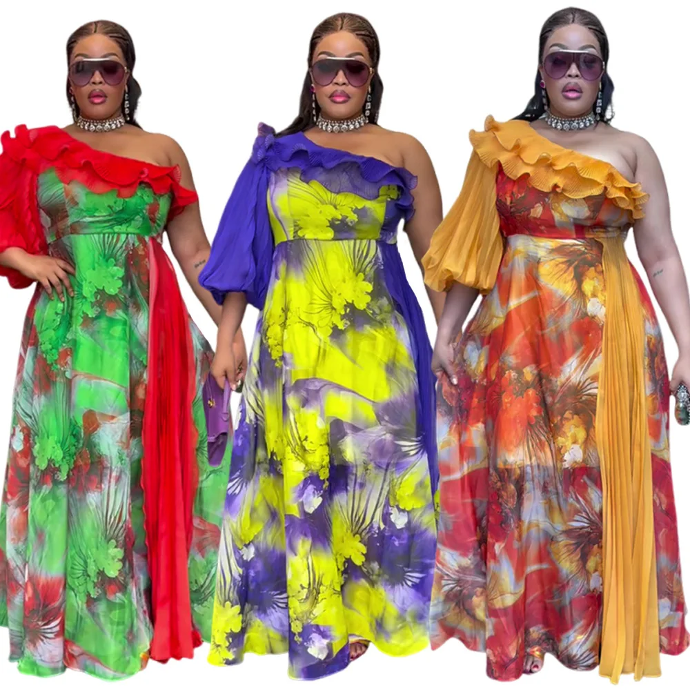 

Dashiki African Dresses for Women Autumn 3/4 Sleeve Polyester Printing Party Evening Long Maxi Dress Gowns Africa Clothing