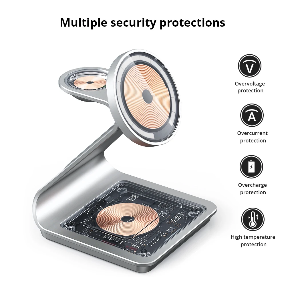 Bonola Magnetic 3 in 1 Wireless Charger for iPhone 16/15 Pro Max/14/13 30W Wireless Charging Station for Apple Watch/AirPods Pro