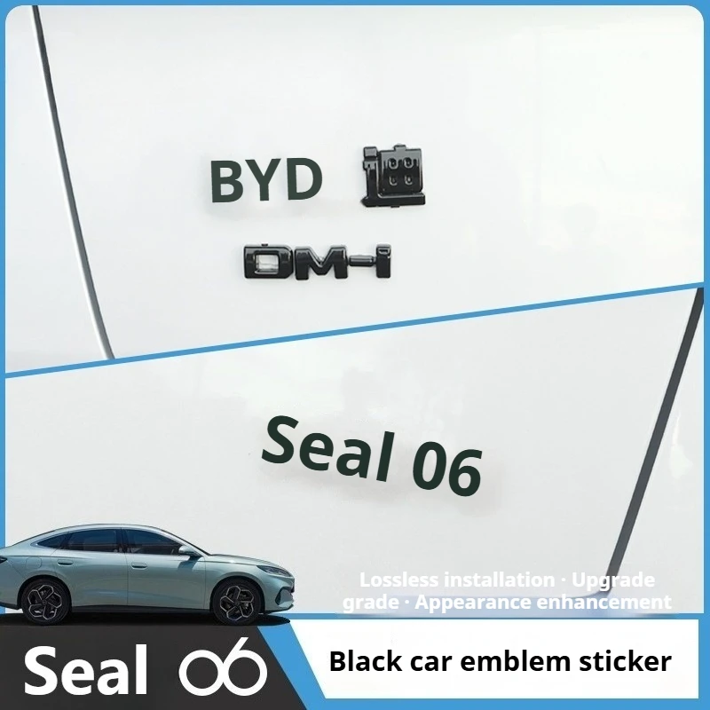 For BYD Seal 06 DM-i EV / Touring Blacked  Emblem Sticker Rear BYD Logo Black Knight Modification Exterior Decal