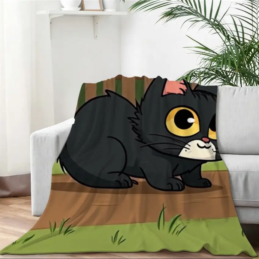 1pc Lightweight Flannel Blanket 280GSM with Playful Cartoon Cat Garden Print, Ideal for Sofa, Travel, And Office Use Across All Seasons, Perfect As Home Decoration And Holiday Gift Choice