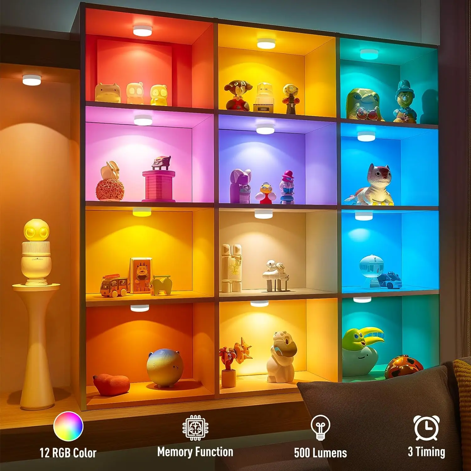 Battery Operated Light Bulbs, 5000mAh Rechargeable Light Bulb Set of 2 with Remote, 3 Colors 10 Levels Dimmable Fabric Wireless