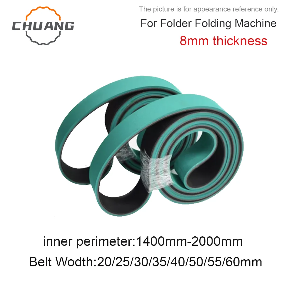 

1400mm-2000mm 8.0mm Thickness Wear-Resisting Green Rubber Flat Belt Feeder Belt Folder Gluer Belts