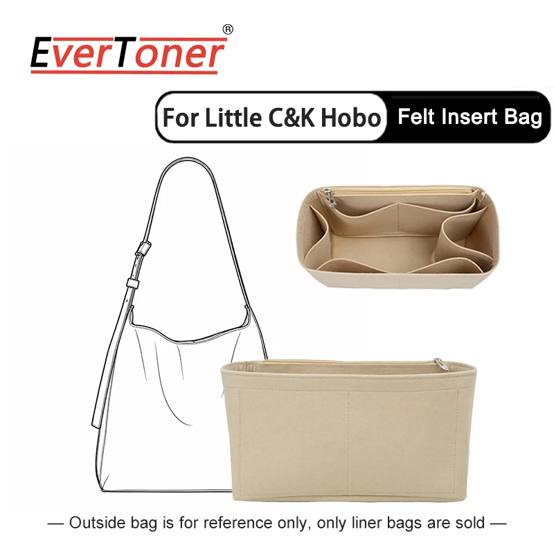 Felt Liner Bag for Little C&K Hobo Bag, Small CK Bag Insert Organizer, Zipper Multi-Pocket Handbag Shaper