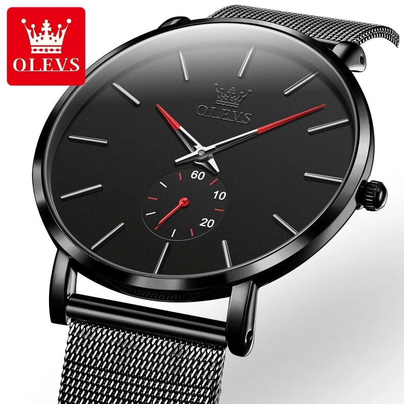 

OLEVS 9954 Quartz Watch For Men New Simple 7.5mm Thin Dial Waterproof Dress Wristwatches Milanese Steel Strap Man Hand Clock