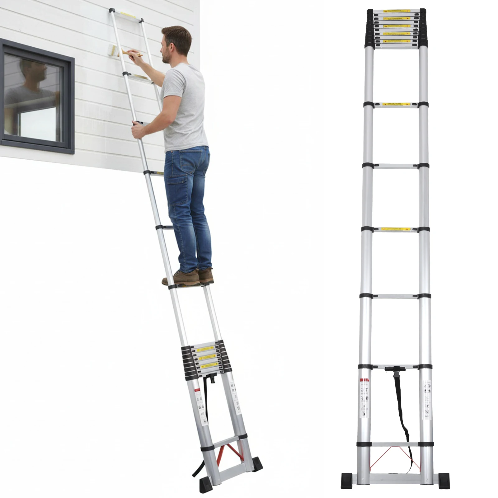 

Telescoping Ladder 23.62 FT Aluminum Multi-Purpose Extension Ladder Heavy Duty 330lbs Max Capacity for Home RV and Outdoor Work