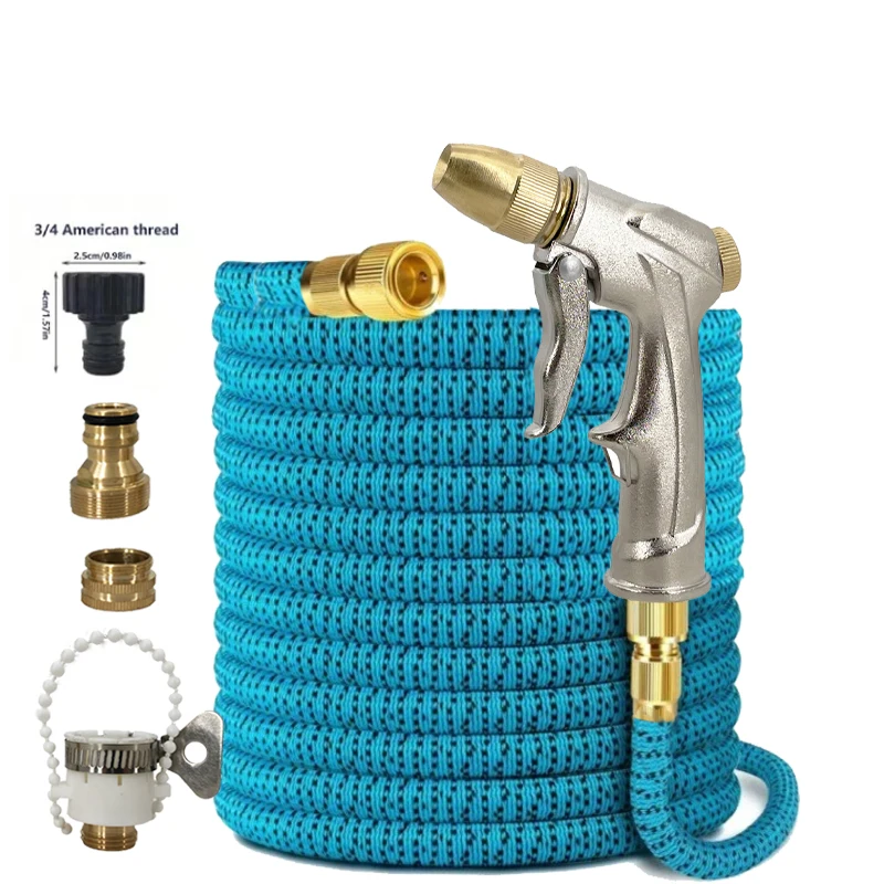 Garden Extension Retractable Water Hose, High-Pressure Metal Gun, Pure Copper Nozzle, Used For Garden Watering Tools