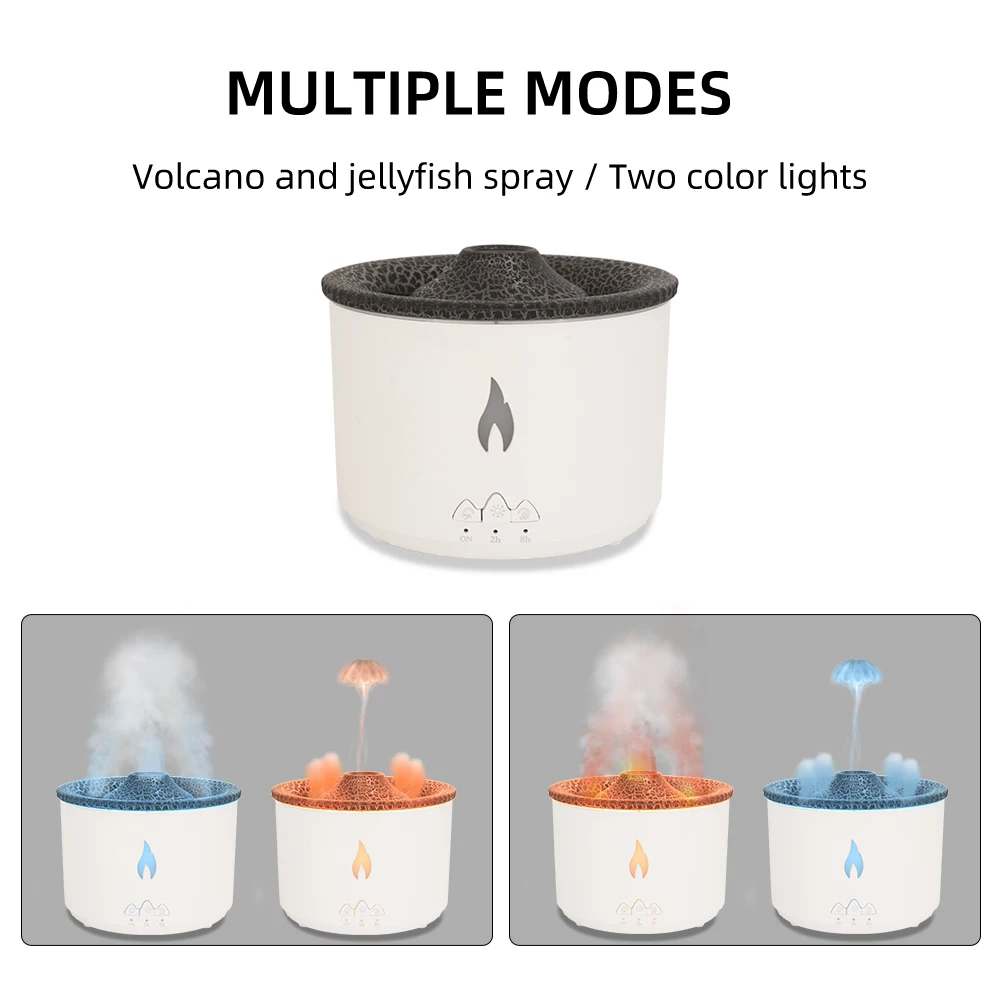 Volcano Aroma Diffuser & Humidifier  2-in-1 Dual Mist Modes, Remote Control & 6 Premium Essential Oils - Auto Shut-Off for Home/